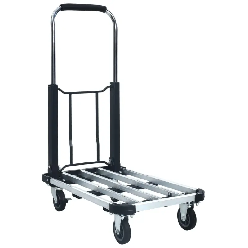 Składany wózek transportowy, 150 kg, aluminiowy, srebrny