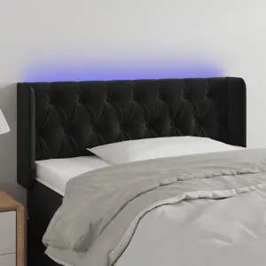 Zagłówek do łóżka z LED, czarny, 103x16x78/88 cm, aksamit
