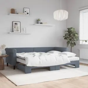 Sofa rozsuwana z materacami, ciemnoszara, 80x200 cm, aksamit