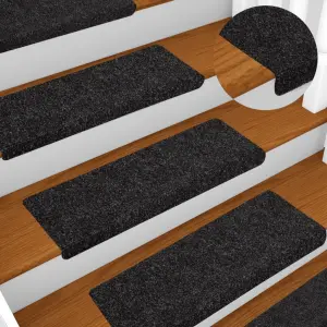 Maty na schody samoprzylepne 10 szt. 65x21x4 cm, czarne, prostokątne, z krawędzią