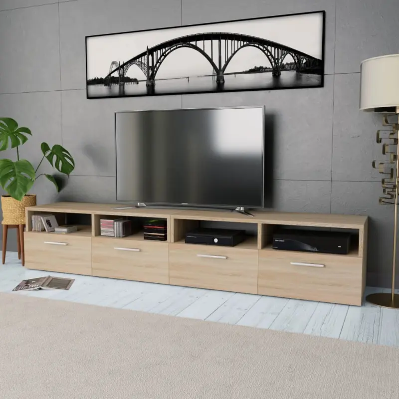 Szafki TV, 2 szt., materiał drewnopochodny, 95x35x36 cm, dębowe
