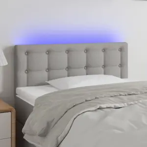 Zagłówek do łóżka z LED, jasnoszary, 90x5x78/88 cm, tkanina