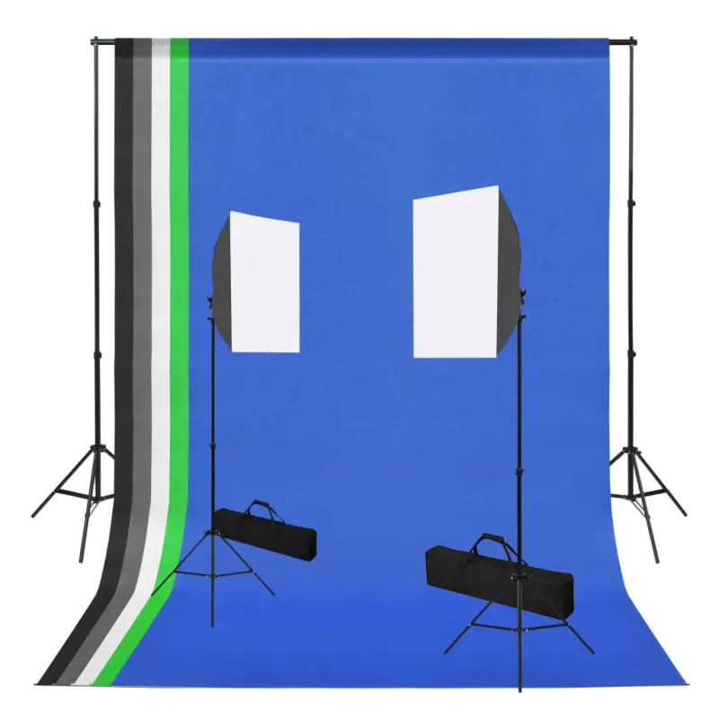 Zestaw studyjny z lampami softbox i tłami