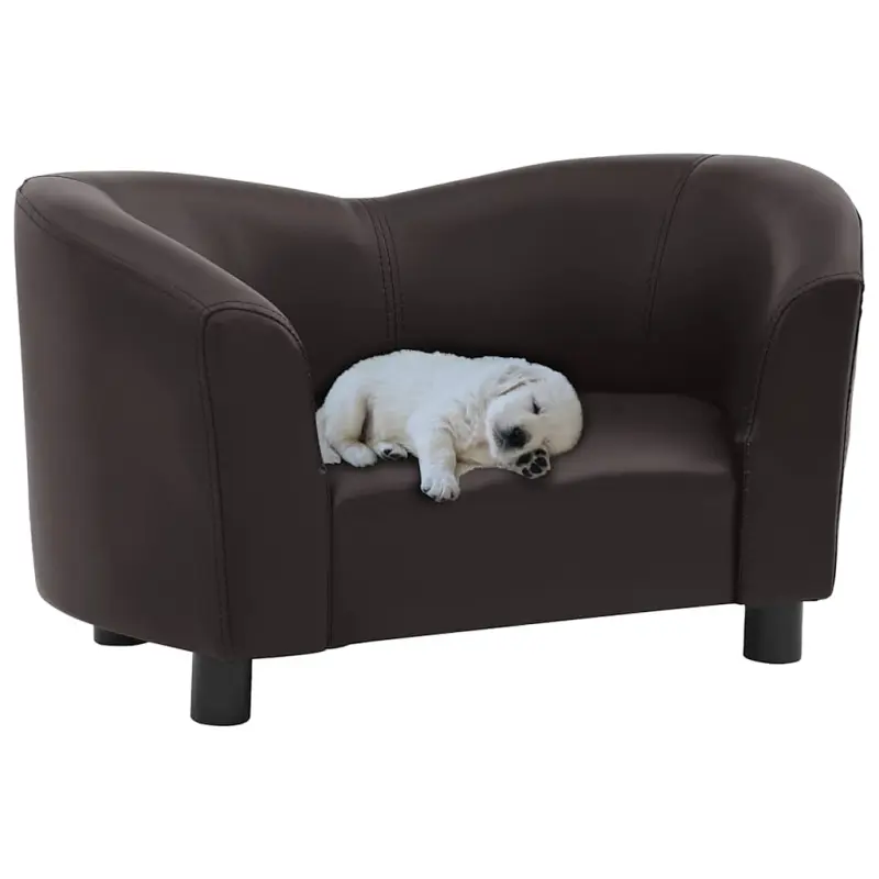 Sofa dla psa, brązowa, 67x41x39 cm, sztuczna skóra