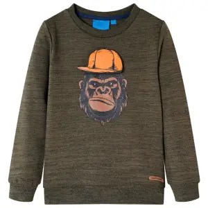 Bluza dziecięca, ciemne khaki, melanż, 104