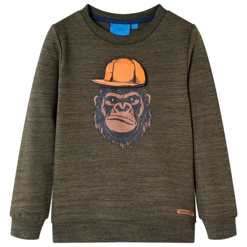 Bluza dziecięca, ciemne khaki, melanż, 104