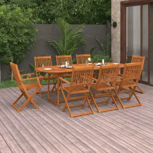 Meble ogrodowe 9-cz. z litego drewna akacjowego z dużym stołem 220x90x75 cm