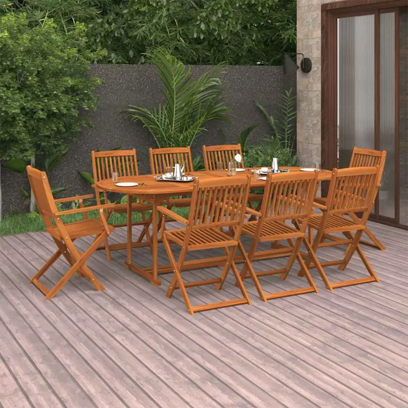 Meble ogrodowe 9-cz. z litego drewna akacjowego z dużym stołem 220x90x75 cm
