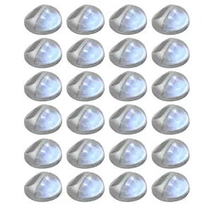 Solarne lampy ścienne LED do ogrodu, 24 szt., okrągłe, srebrne