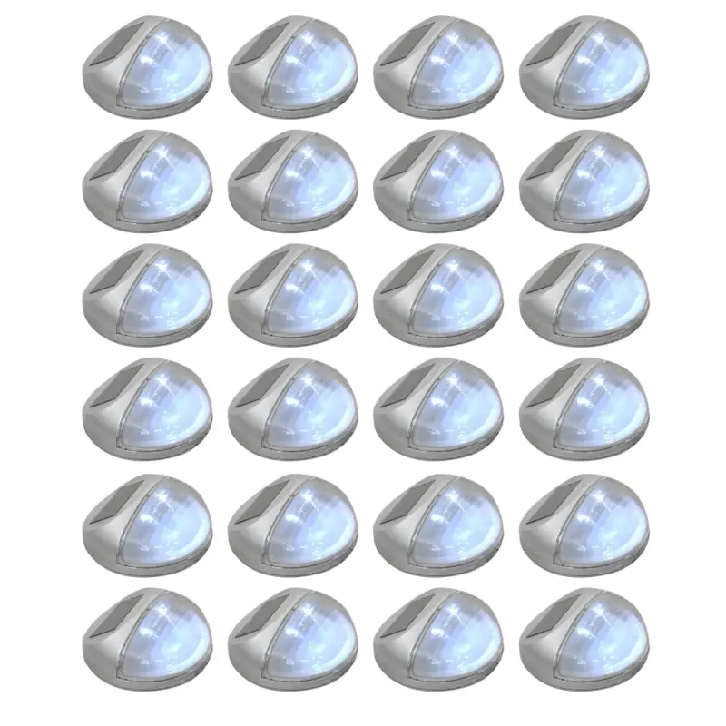 Solarne lampy ścienne LED do ogrodu, 24 szt., okrągłe, srebrne