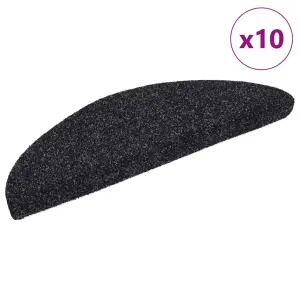 Maty na schody samoprzylepne 10 szt. 56x17x3 cm czarne półokrągłe