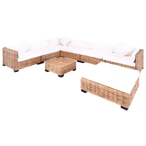 Zestaw wypoczynkowy, 27 elementów, naturalny rattan