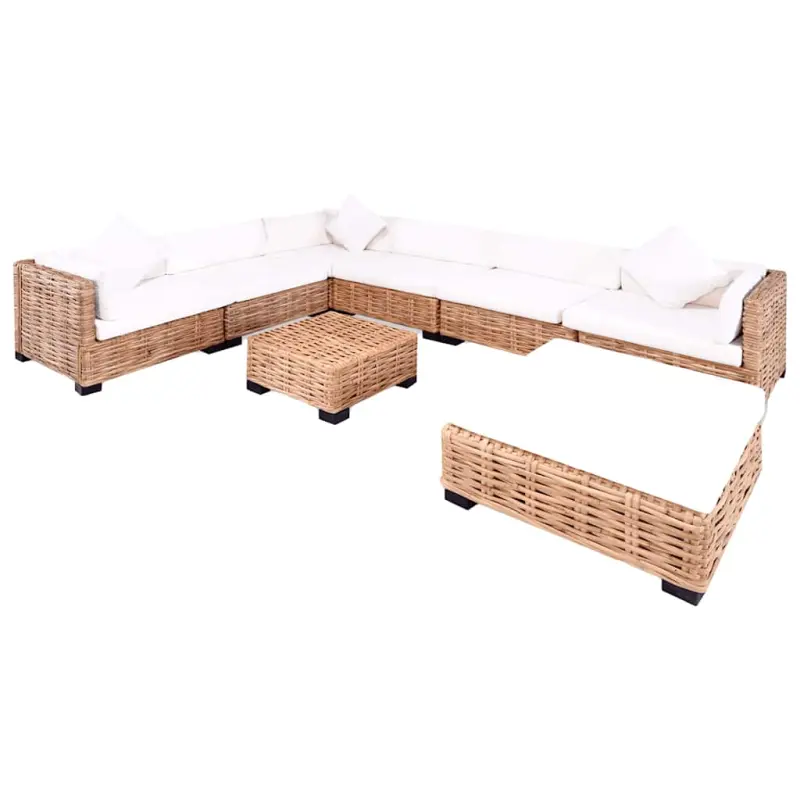 Zestaw wypoczynkowy, 27 elementów, naturalny rattan