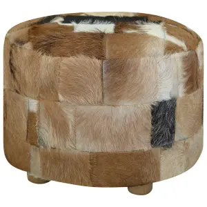 Okrągły puf, skóry koziej, 50 x 50 x 45 cm