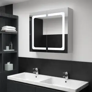 Szafka łazienkowa z lustrem i LED, 80 x 12,2 x 68 cm