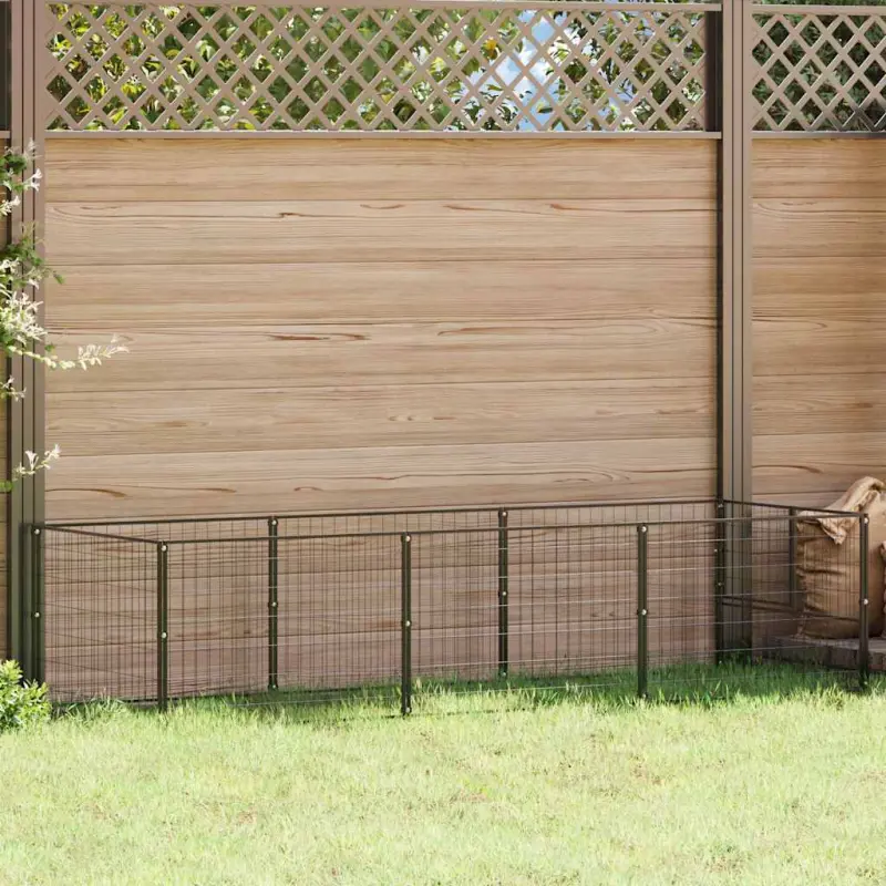 Kojec dla psa, czarny, 3 m², stalowy