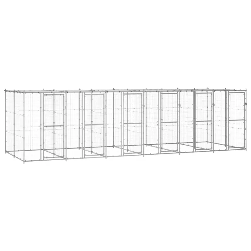 Kojec dla psa, z zadaszeniem, stal galwanizowana, 14,52 m²