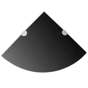 Półki narożne, 2 szt., chromowane wsporniki, czarne, 25x25 cm