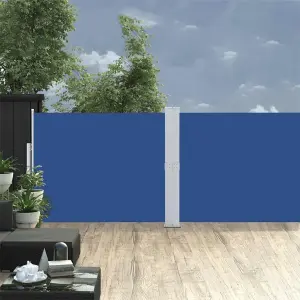 Wysuwana markiza boczna na taras, 140x1200 cm, niebieska