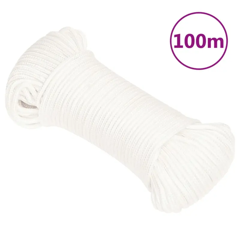 Linka żeglarska, biała jednolita, 5 mm, 100 m, polipropylen
