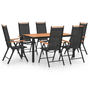 7-częściowy zestaw mebli ogrodowych, aluminium, czarny