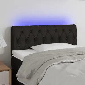Zagłówek do łóżka z LED, czarny, 100x7x78/88 cm, tkanina