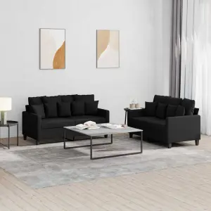 2-częściowy komplet wypoczynkowy, obity tkaniną, czarna