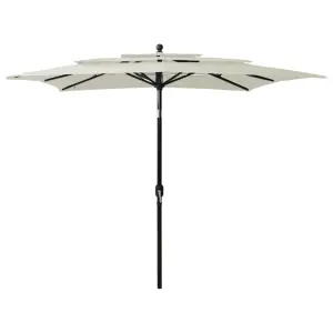 3-poziomowy parasol na aluminiowym słupku, piaskowy, 2,5x2,5 m