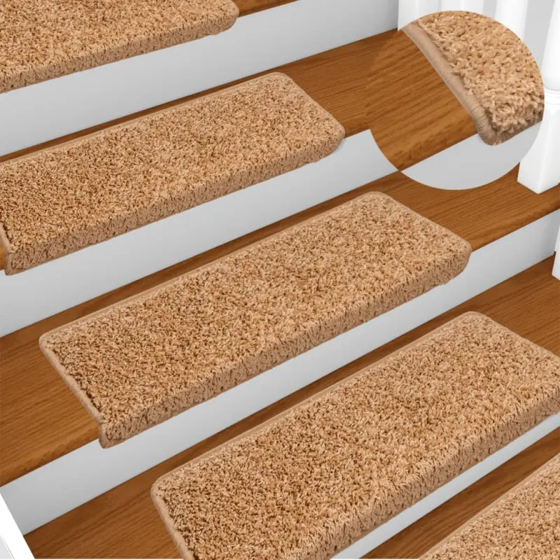 Maty na schody 15 szt. 65x21x4 cm Beżowe, prostokątne krawędzie