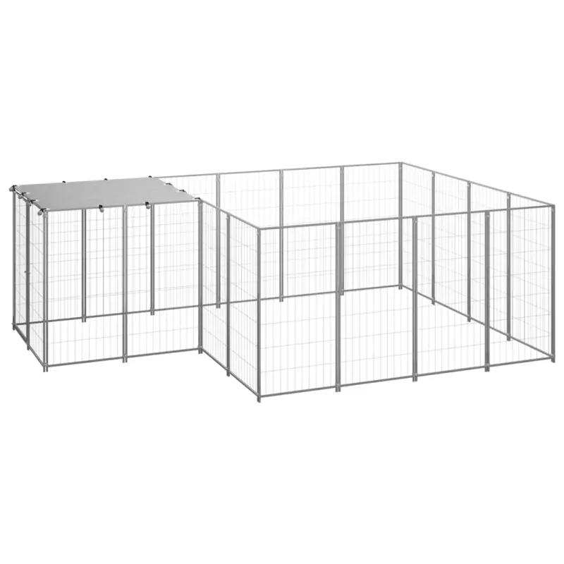 Kojec dla psa, srebrny, 6,05 m², stalowy