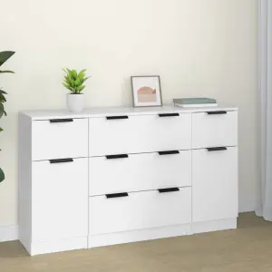 3-cz. zestaw szafek, biały, materiał drewnopochodny