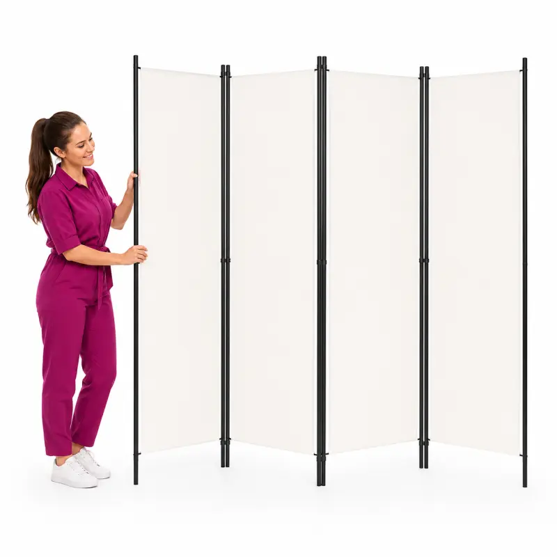 Parawan 4-panelowy, biały, 200 x 180 cm