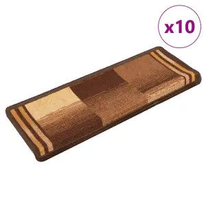 Samoprzylepne nakładki na schody, 10 szt., 65x21x4 cm, brązowe