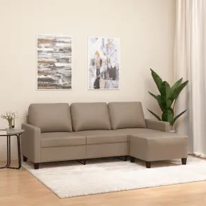 3-osobowa sofa z podnóżkiem, cappuccino, 180 cm, sztuczna skóra