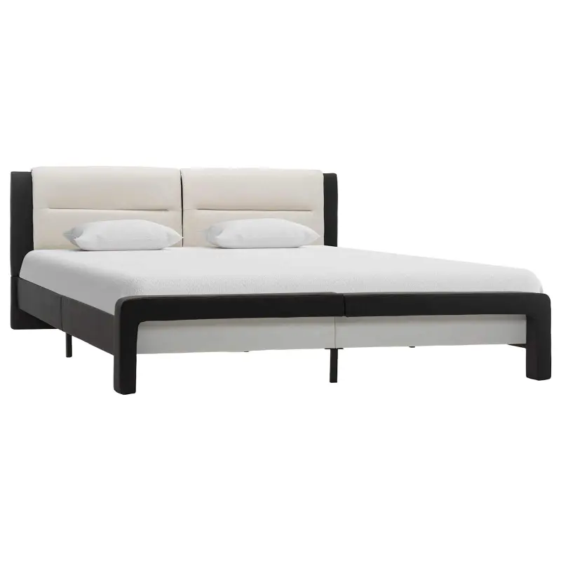 Ramka łóżka Czarny 218 x 132 x 86.5 cm Skóra ekologiczna