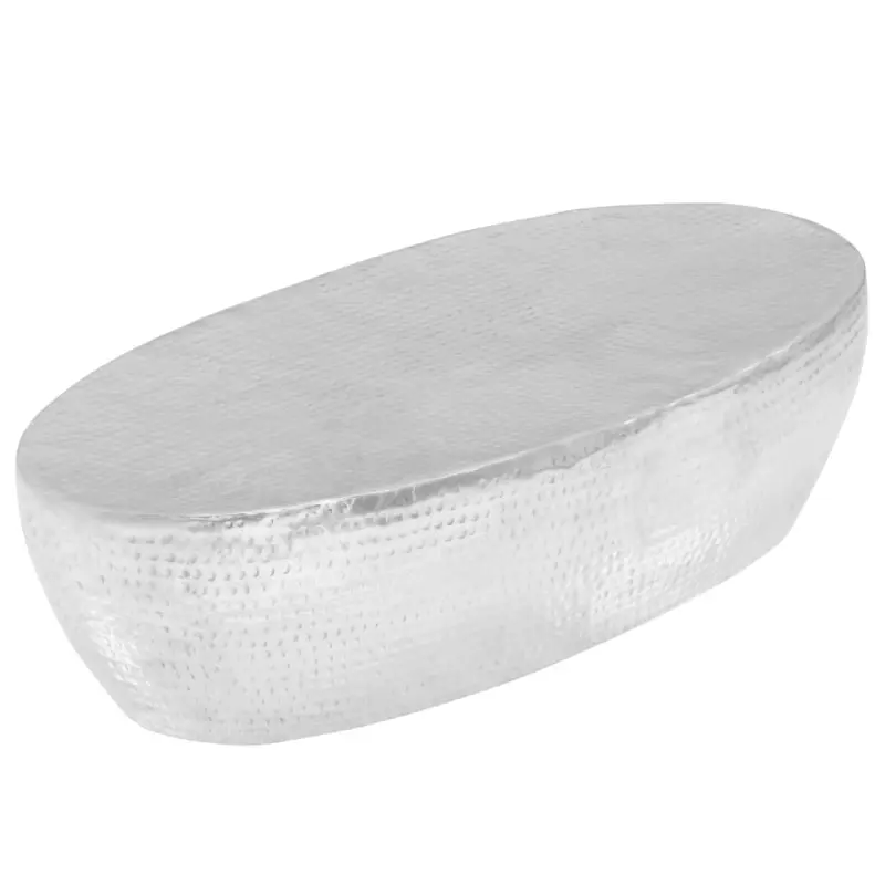 Stolik do kawy z młotkowanego aluminium, 100x50x28 cm, srebrny