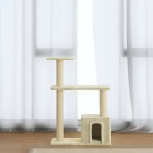 Drapak dla kota ze słupkami sizalowymi, kremowy, 70 cm