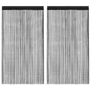 Zasłony sznurkowe, 2 sztuki, 140 x 250 cm, czarne