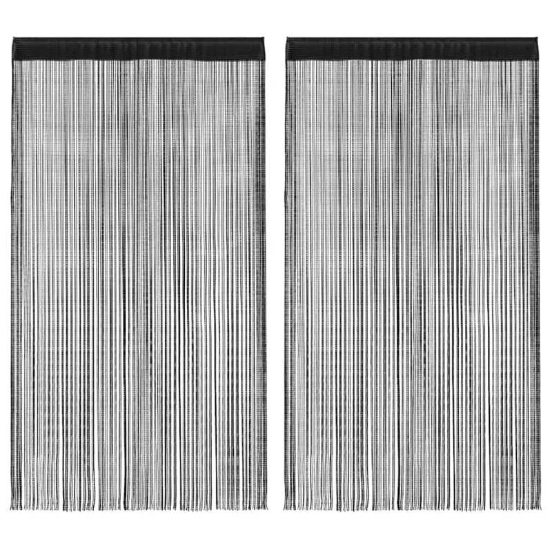 Zasłony sznurkowe, 2 sztuki, 140 x 250 cm, czarne