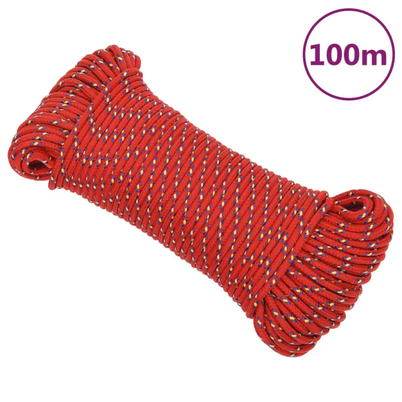 Linka żeglarska, czerwona, 3 mm, 100 m, polipropylen