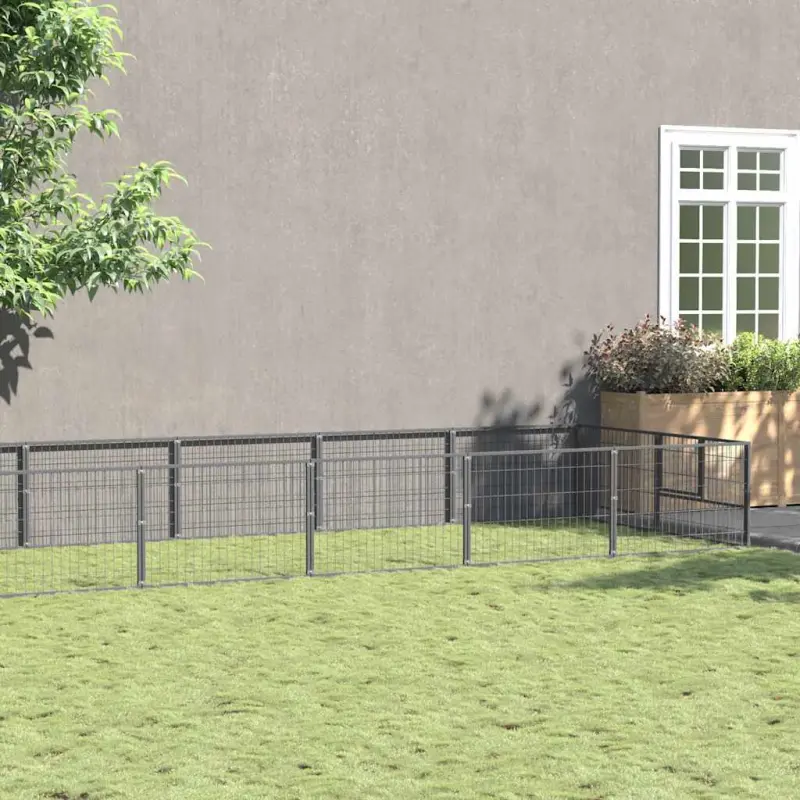 Kojec dla psa, srebrny, 18 m², stalowy