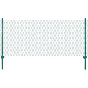 Siatka ogrodzeniowa ze słupkami, stal, 25 x 0,5 m, zielony
