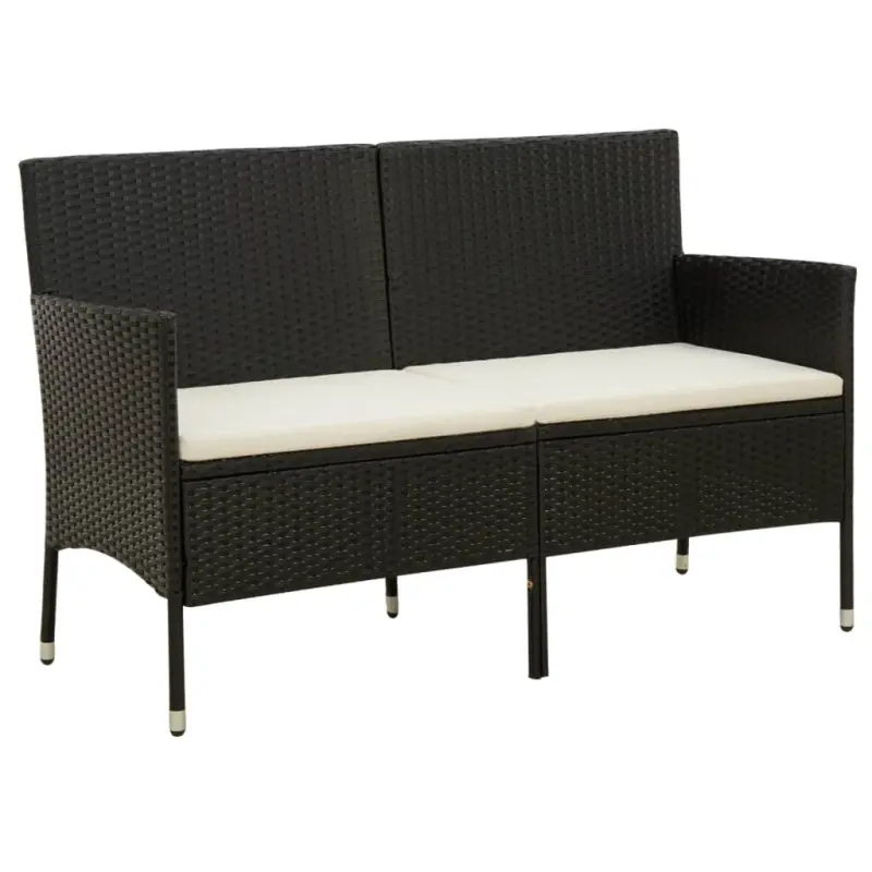 3-osobowa sofa ogrodowa z poduszką, czarna, polirattan