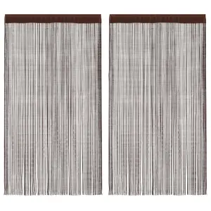 Zasłony sznurkowe, 2 sztuki, 100 x 250 cm, brązowe
