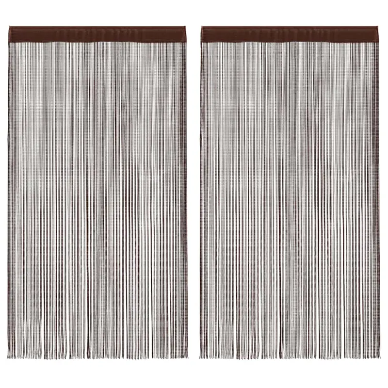 Zasłony sznurkowe, 2 sztuki, 100 x 250 cm, brązowe