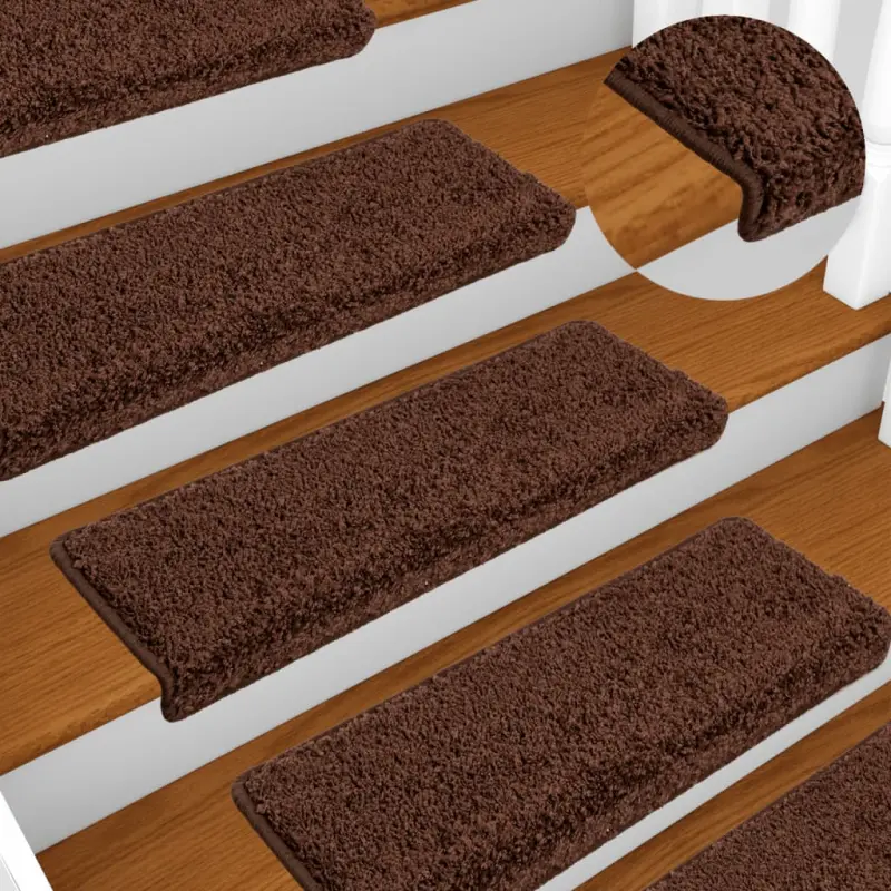 Maty na schody 10 szt. 65x21x4 cm Brązowe prostokątne krawędzie