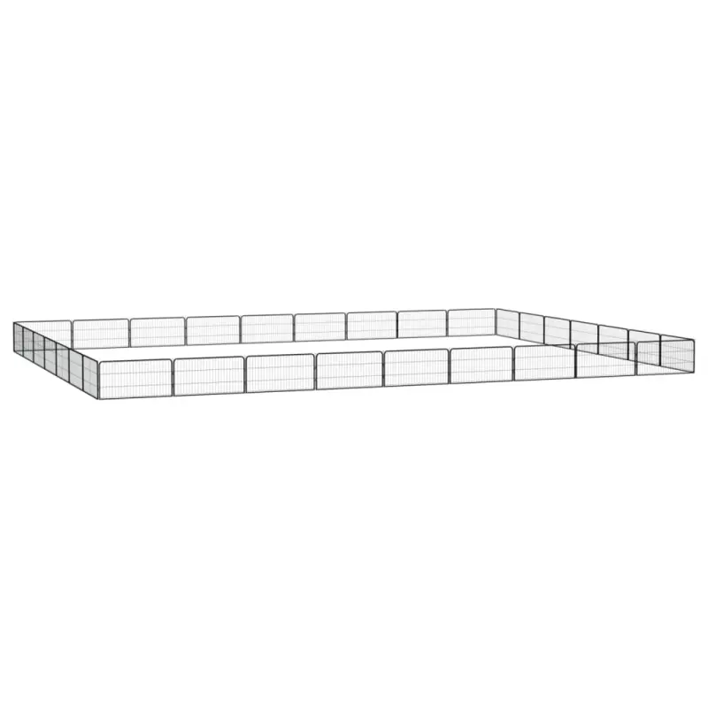 Kojec dla psa, 32 panele, czarny, 100x50 cm, stal