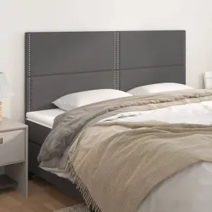 Zagłówek szary 200x5x118/128 cm skóra ekologiczna