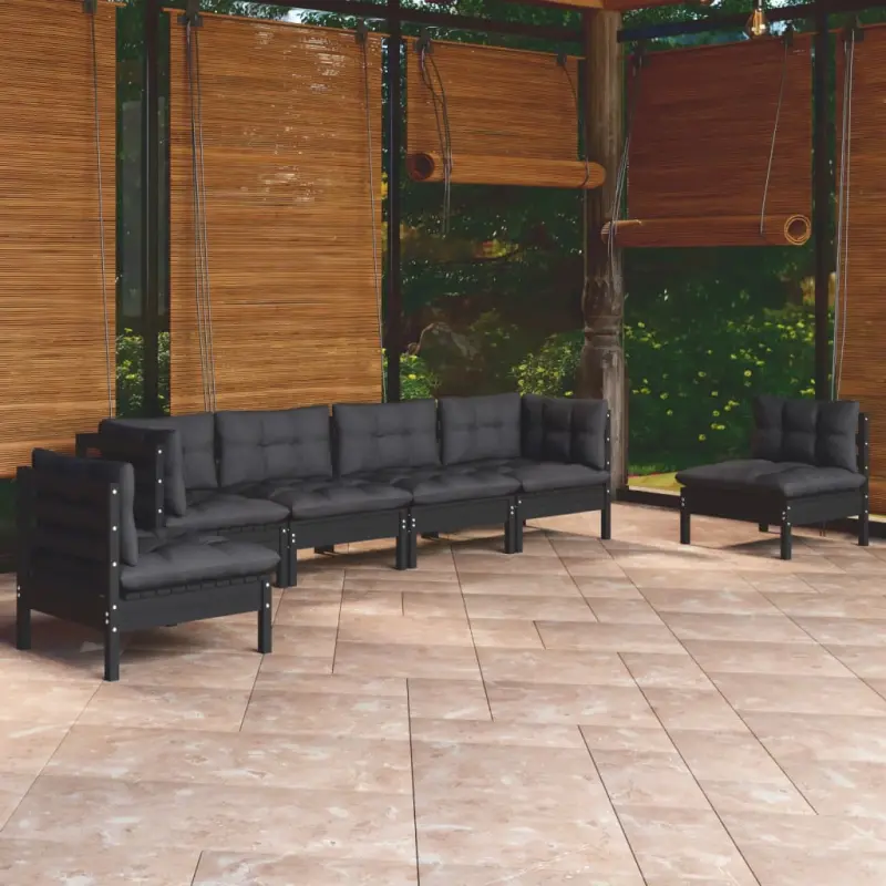 7-cz. zestaw wypoczynkowy do ogrodu, z poduszkami, lita sosna