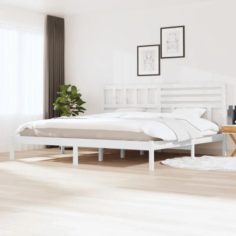 Rama łóżka bez materaca, biała, 180x200 cm, lite drewno sosnowe